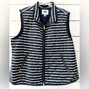 Old Navy Blue and White Striped Quilted Vest